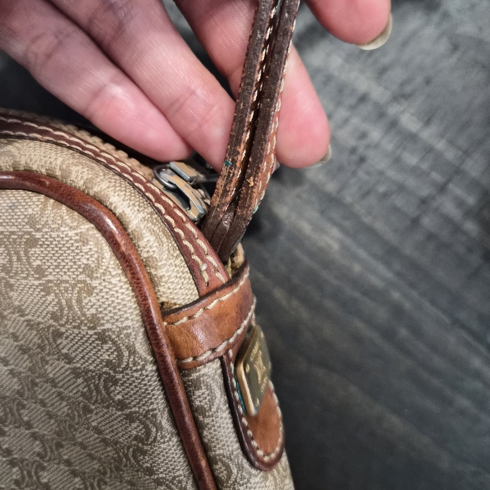 Celine Vintage Macadam Canvas Clutch – Brown Leather Trim - Picture 5 of 16